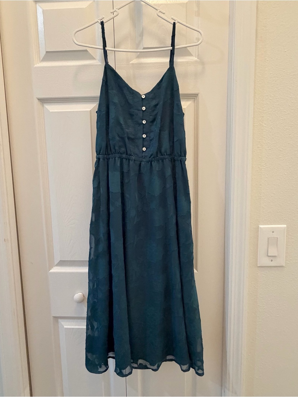LC Lauren Conrad Dark Teal Spaghetti Strap Midi Dress